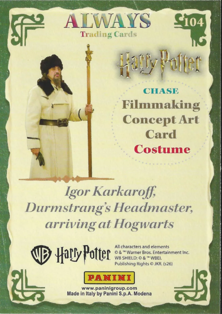 Igor Karkaroff, Durmstrang’s Headmaster, arriving at Hogwarts, back