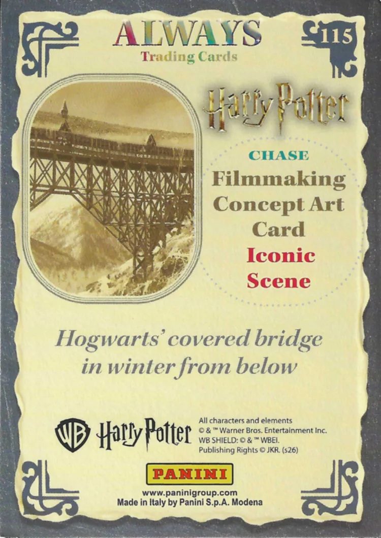 Hogwarts’ covered bridge in winter from below, back
