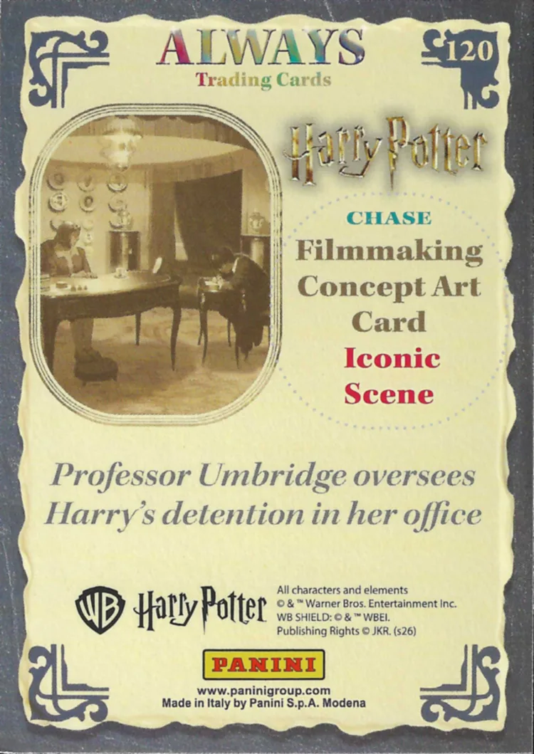 Professor Umbridge oversees Harry’s detention in her office, back